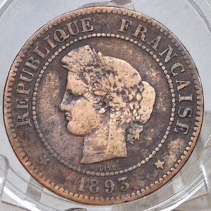 1893 France 5 Centimes - Great Condition - 5 Centimes 1893 France - Great Coin for a collection, Paris Mint 1893