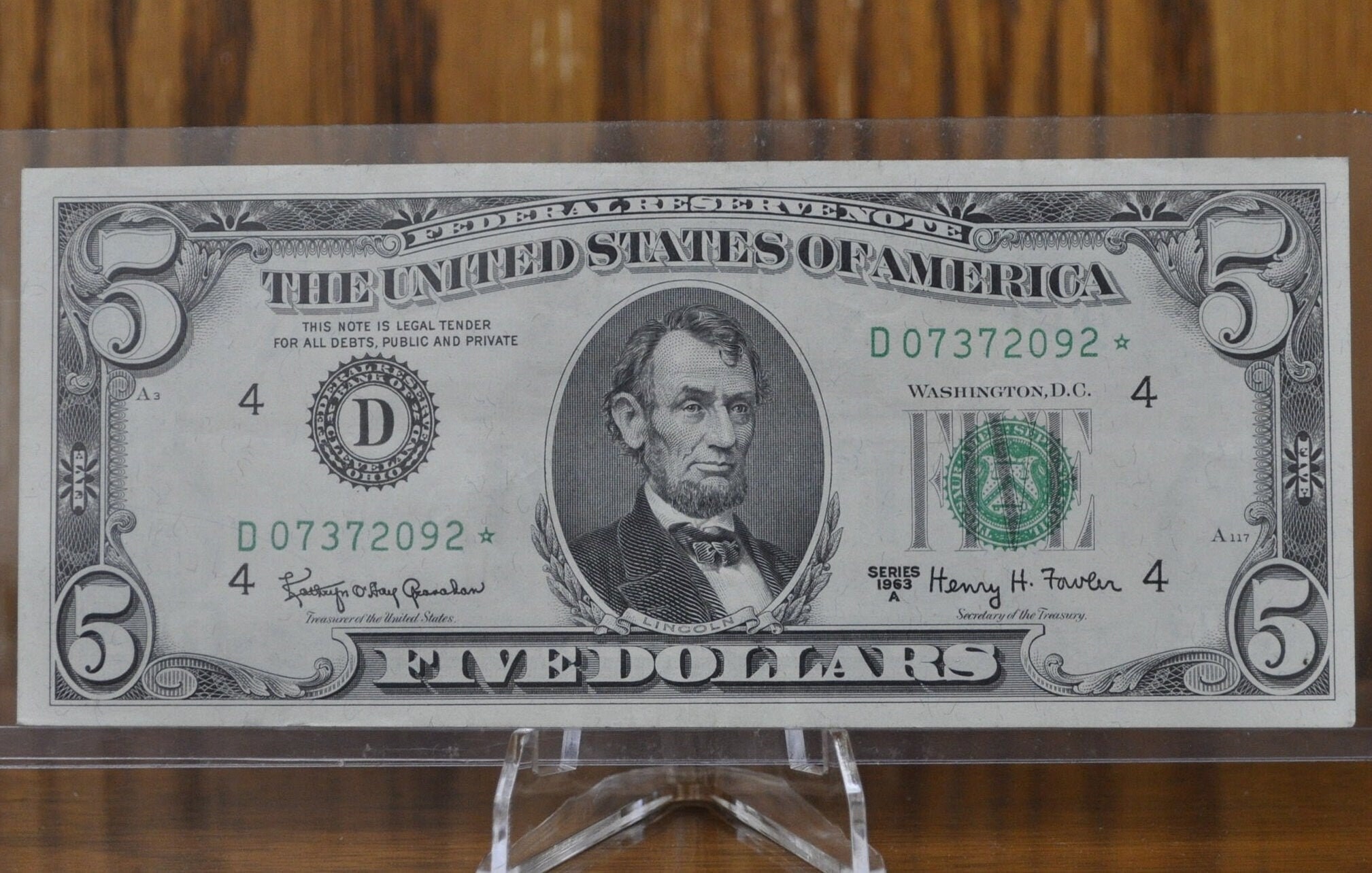 (5) New US $5 Five Dollar Bill Consecutive Serial number # Uncirculated