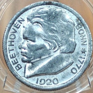 1920 German Reich Prussian Rhine 50 Pfennig Beethoven - City of Bonn - Commemorative Coin -