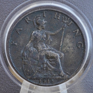 1918 One Farthing Great Britain - VF (Very Fine) grade / condition - UK 1 Farthing 1918 - King George V - British Farthing 1918