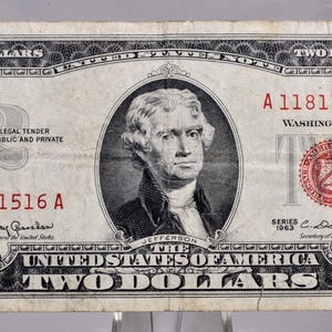 1963 U.S. Legal Tender 2 Dollar Note - Fancy Repeating Serial Number - 11811516 - 1963 Two Dollar Fancy Serial Red Seal Note - Fr#1513