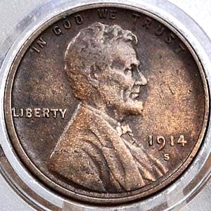 1914-S Wheat Penny - Better Date - 1914S Wheat Ear Cent - World War I Era Coin - 1914 S Lincoln Cent Wheat Back 1914 S