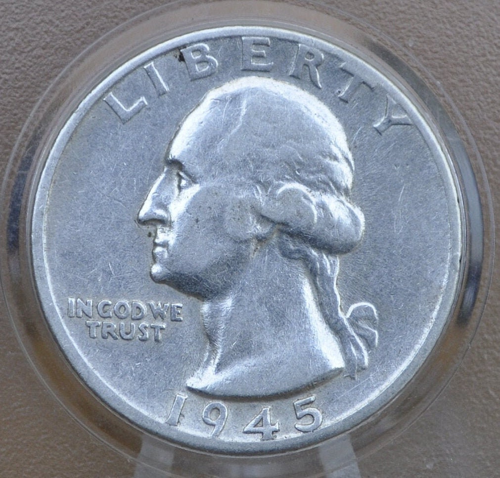 1945年 P、D、S ワシントン銀貨 25セント硬貨 - グレードとミントで