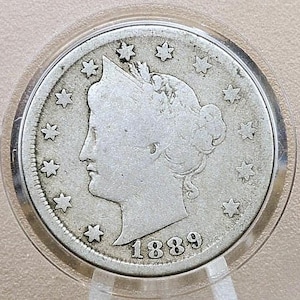 1889 V Nickel - AG-VG (Über gut bis sehr gut) Note - 1889 Liberty Head Nickel - Philadelphia Mint - Better Date - Nickel Collection