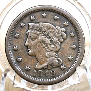 1849 Braided Hair Large Cent - Choose by Grade - 1849 Coronet Cent - 1849 US Large Cent - Braided Hair 1839 to 1857