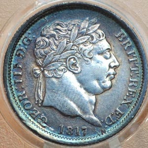 1817 Great Britain Silver 1 Shilling UK One Shilling 1817 - Uncirculated, Cleaned - George III 1 Shilling 1817 Silver, Extraordinary Detail