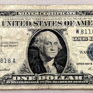 1957 B Silber Zertifikat 1 Dollar Note - Sehr schön (VF) - Ausgefallene sich wiederholende Seriennummer - 1957B One Dollar Blue Seal Banknote - Fr #1621