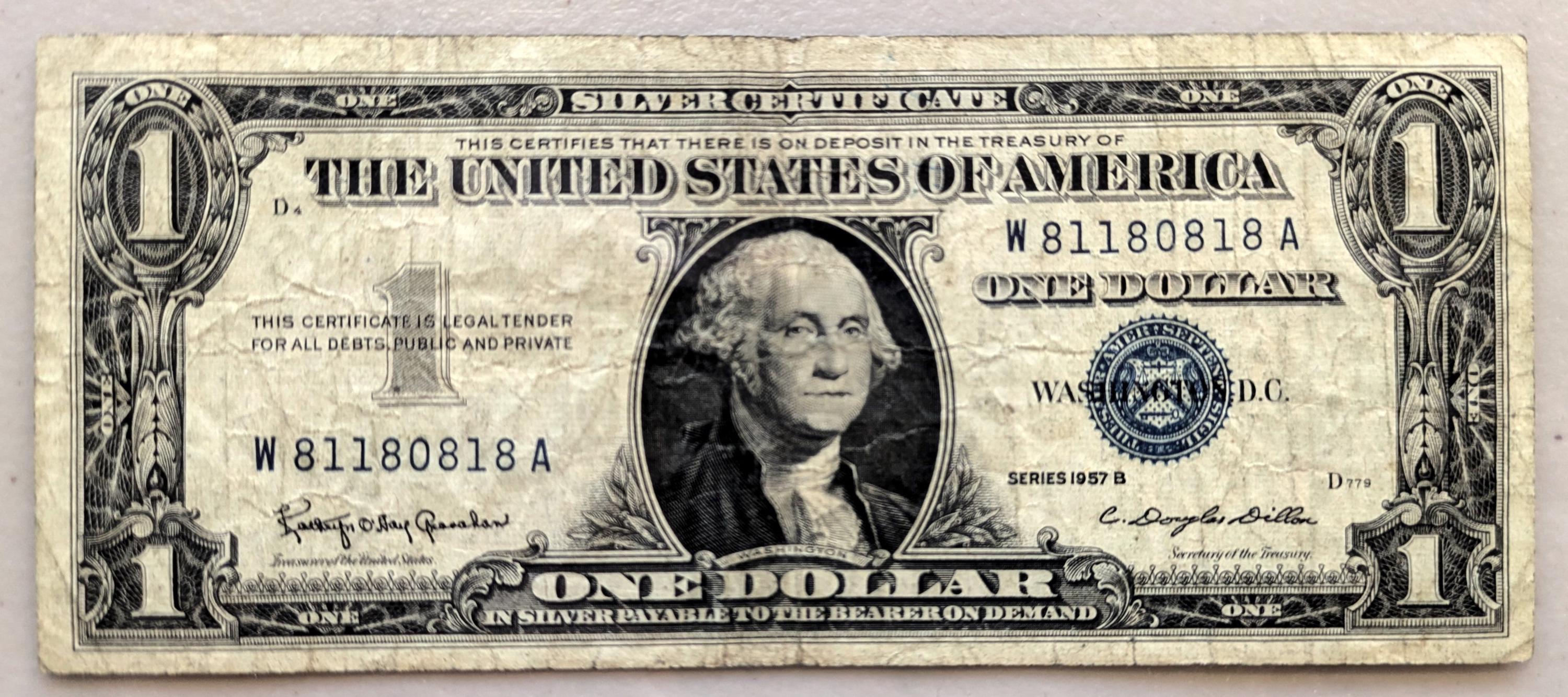 1957 silver certificate one dollar bill - Etsy 日本