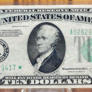 1934-D Federal Reserve 10 Dollar STAR Note - Choice AU (about unc.) - Boston (A) Issue - 1934D Green Seal Ten Dollar Star Note - Fr#2009-A*