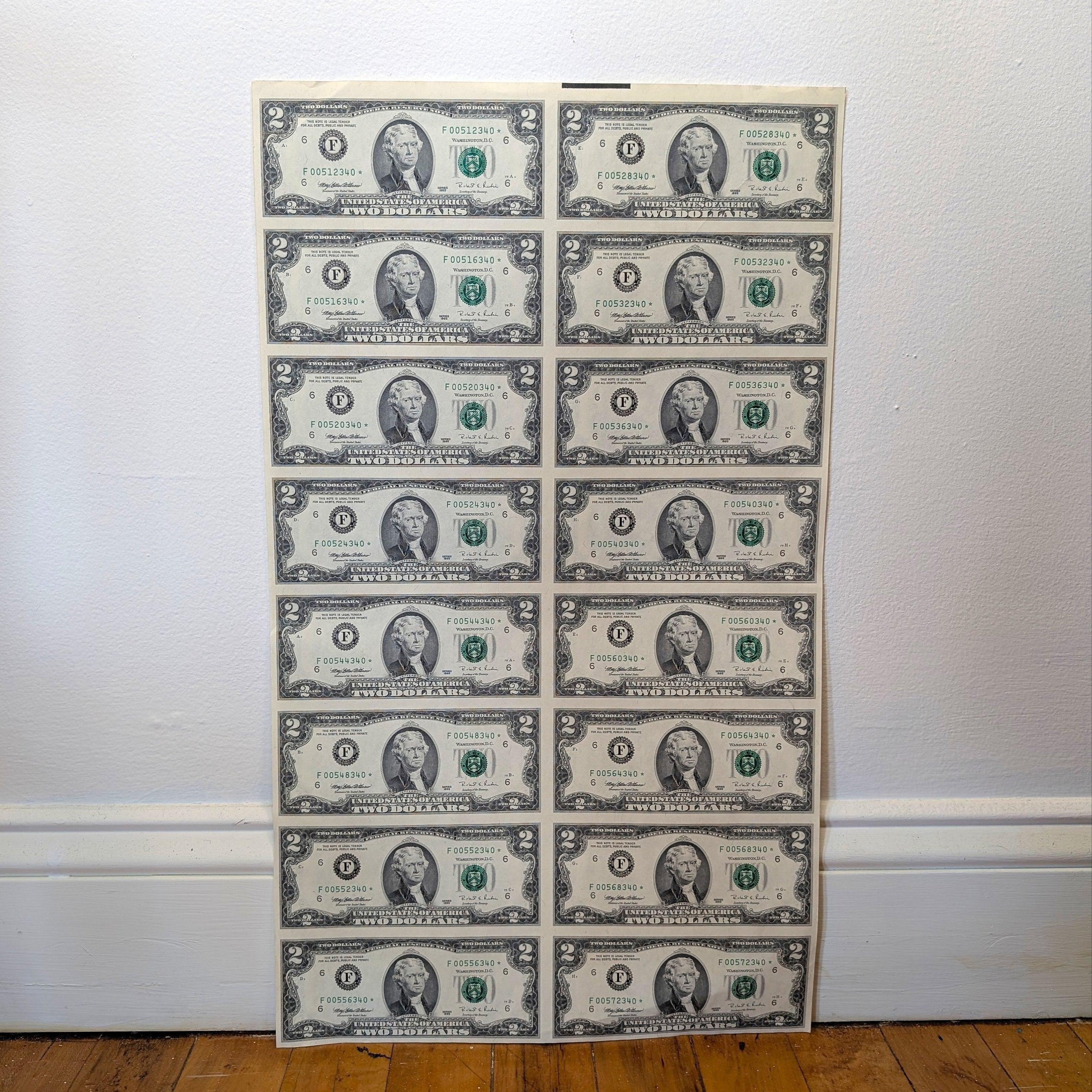2 dollar bill uncut sheet - Etsy 日本