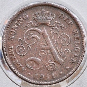 1911 Belgium 2 Centimes - XF Condition - Leopold II - Dutch Text - 1911 Belgium 2 Cents, Incredible Coin for a collection