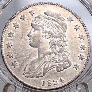 1834 Capped Bust Half Dollar - AU - Large Date Variety - Great Coin - Early American Coin