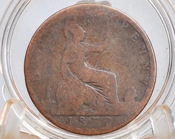 Medio penique de Gran Bretaña de 1872 - Fecha de emisión más reciente - Medio penique del Reino Unido Penique de la Reina Victoria de 1872