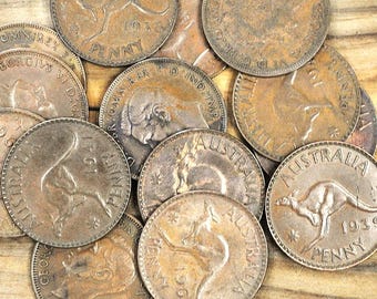 ¡Centavos australianos! Monedas de canguro: de la década de 1930 a la de 1960, en excelentes condiciones: un centavo australiano: monedas australianas coleccionables