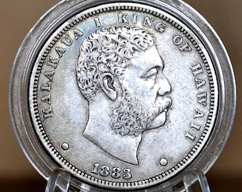 Authentic 1883 Kingdom of Hawaii Silver Dollar - XF - Rare Coin
