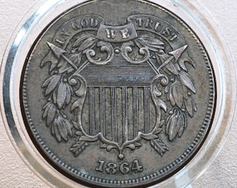 アメリカ　２セント銅貨　1864年 美品 1864年 2セント硬貨 - グレード/状態から選ぶ - 南北戦争時代の硬貨