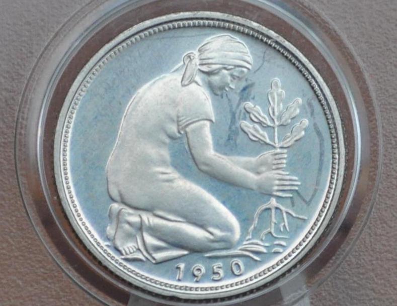 VERY RARE 1950 German 50 Pfennig Proof - Only 1,800 Minted - Rare 