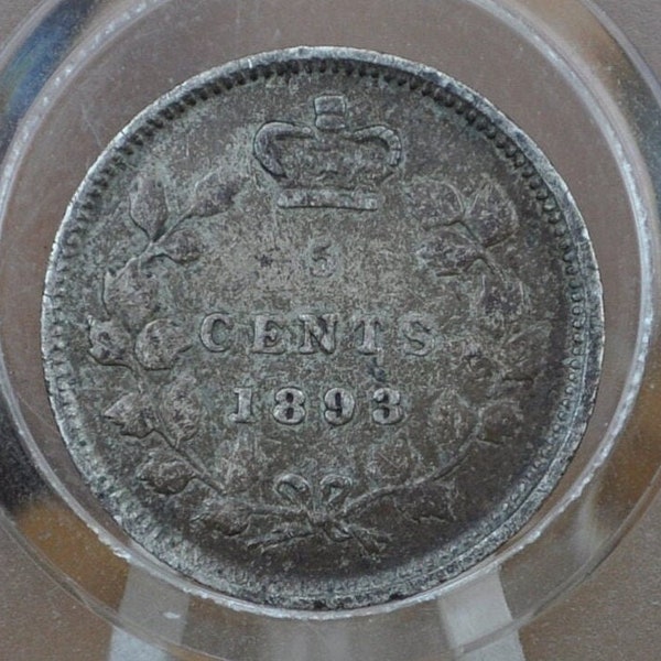 1893 Canadian Silver 5 Cent Coin - Choose by Grade - Queen Victoria - Canada 5 Cent Sterling Silver 1893 Canada