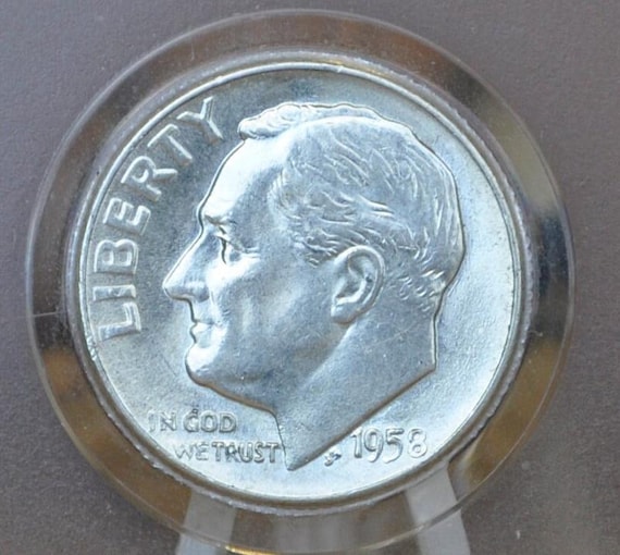 1958年 PおよびDルーズベルト銀貨10セント硬貨 - ミントとグレードを