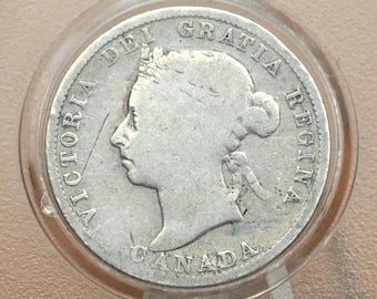 1886 Canadian Silver Quarter - G/VG, 6/6 Variety - Queen Victoria - 92.5% Silver Quarter Canada - Canadian Coin Collection