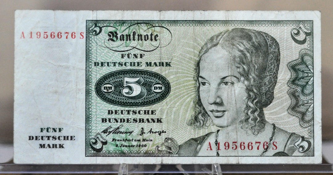 1960 Germany Federal Republic 5 Deutsche Mark Banknote - First Issue ...