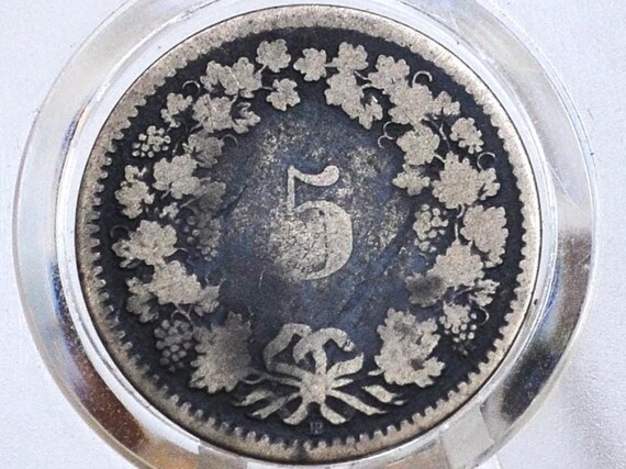 Rarer 1850 Switzerland 5 Rappen - VG Condition - 1850 B Helvetica