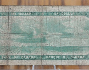 1954 年カナダ 1 ドル紙幣 - 悪魔の顔の髪型発行 - コイン/タワーズ