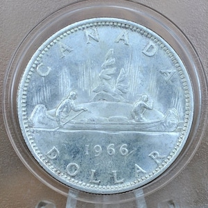 1966 Canadian Silver Dollar - Canoe Silver Dollar - 80% Silver