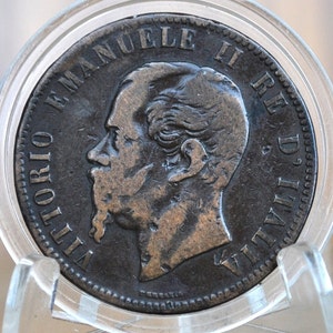 1866 Northern Italy Coin, 10 Centesimi Vittorio Emanuele II