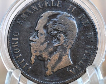 1866 Northern Italy Coin, 10 Centesimi Vittorio Emanuele II