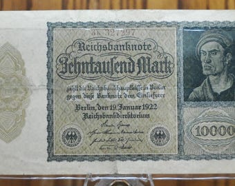 1922 年 10,000 マルク ドイツ紙幣 - ライヒスバンクノート - 初発行