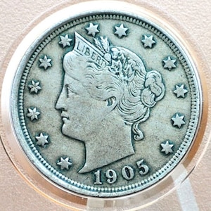 1905 V Nickel - 1905 Liberty Head Nickel - Wählen Sie nach Zustand - Liberty Nickel - 1905 Nickel Barber Design - Sammlerstück, Schmuck