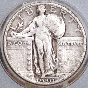 1930 Standing Liberty Silver Quarter - Choose by Grade - Philadelphia Mint - 1930 P Liberty Standing Quarter - 1930 Quarter Silver