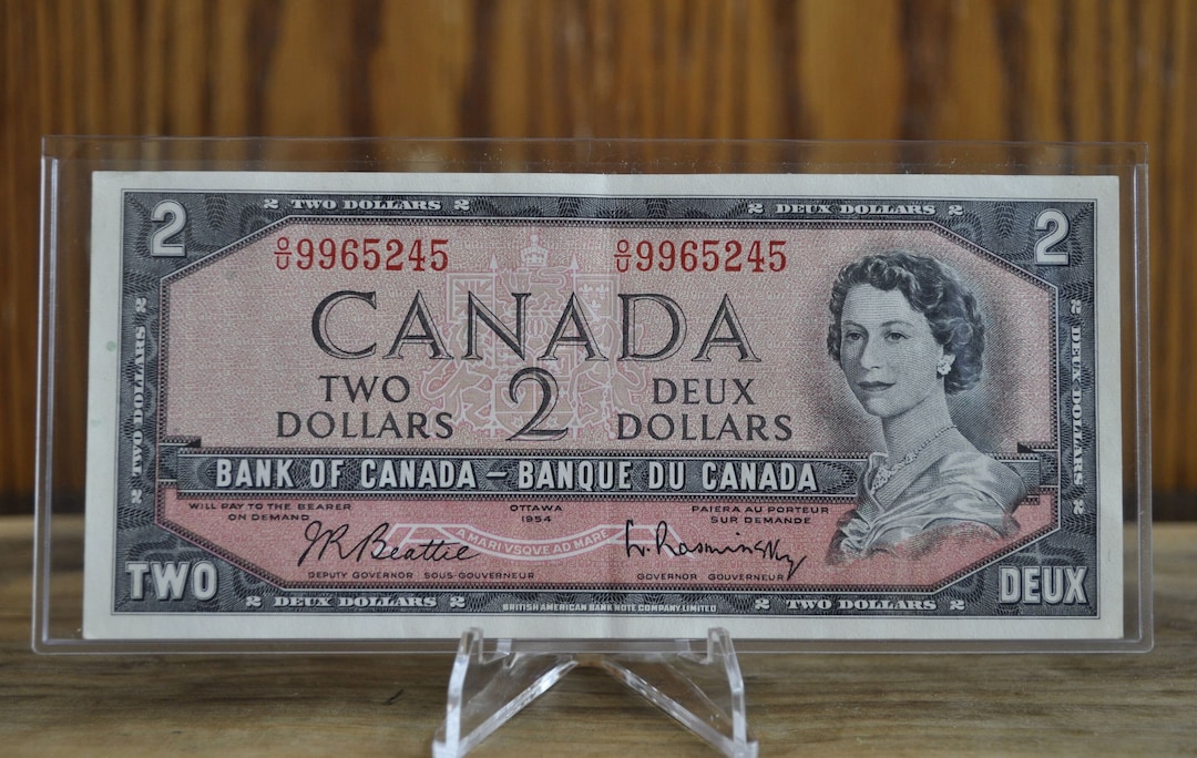 1954 Canadian 2 Dollar Banknote Choose by Grade 1954 Canadian Two
