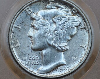 1941 マーキュリー ダイム - MS62 (未流通) フル スプリット バンド