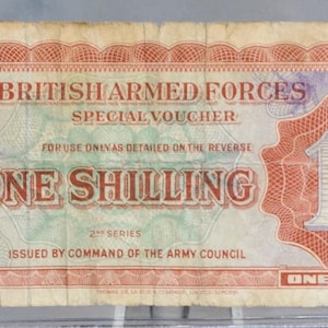 1948 British Armed Forces 1 Shilling Special Voucher Note - Second Series, First Issue - 1948 One Shilling British Military Note - P#M18a