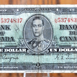 1937 Bank of Canada 1 Dollar Note - Choose by Note - Gordon/Towers, Coyne/Towers Signed - 1937 Canadian One Dollar Bill - P#58d P#58e