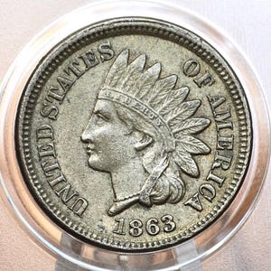 1863 Indian Head Penny - Choose by Grade / Condition - Early Date - Civil War Era Cent - 1863 Indian Cent 1863