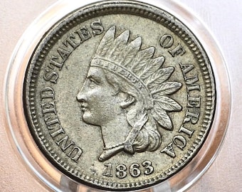 1863 Indian Head Penny - Choose by Grade / Condition - Early Date - Civil War Era Cent - 1863 Indian Cent 1863