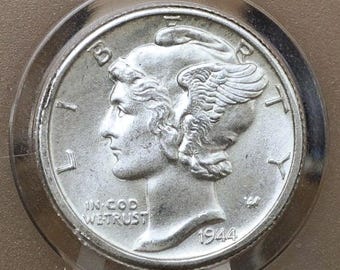 1944 年マーキュリー ダイム「W」刻印; 10 セント硬貨; 米国通貨