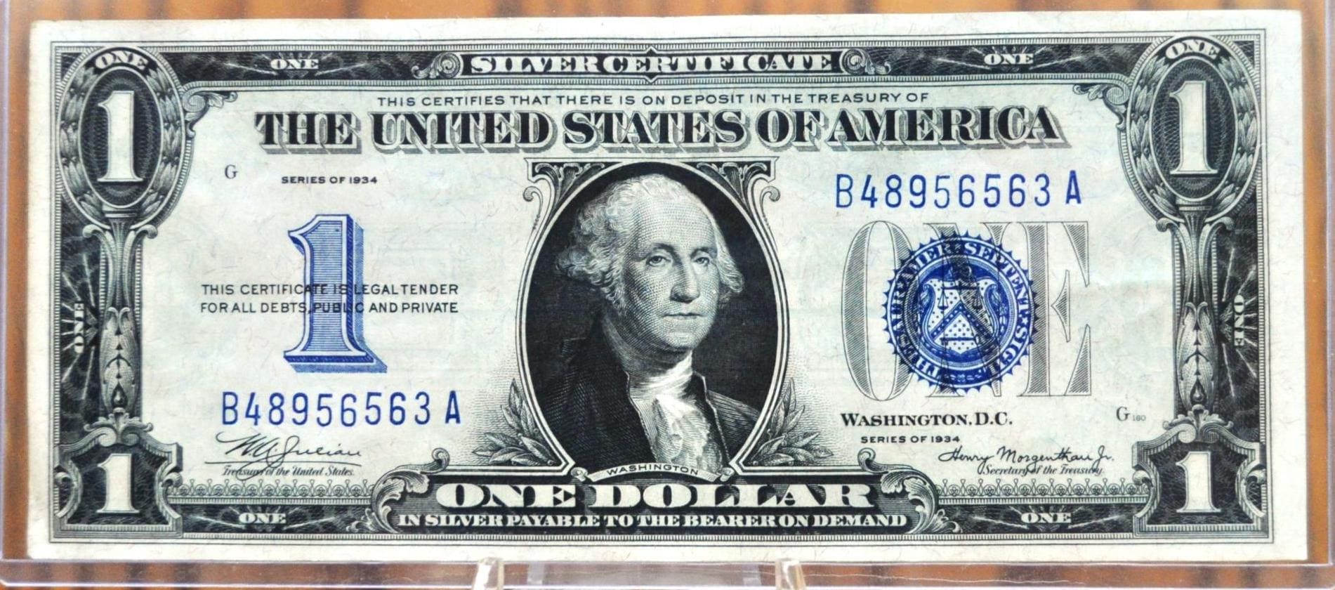 1934 1 Dollar Silver Certificate - Choose by Grade - Fr#1606 - Funny Back Note - 1934 One Dollar Silver Cert.