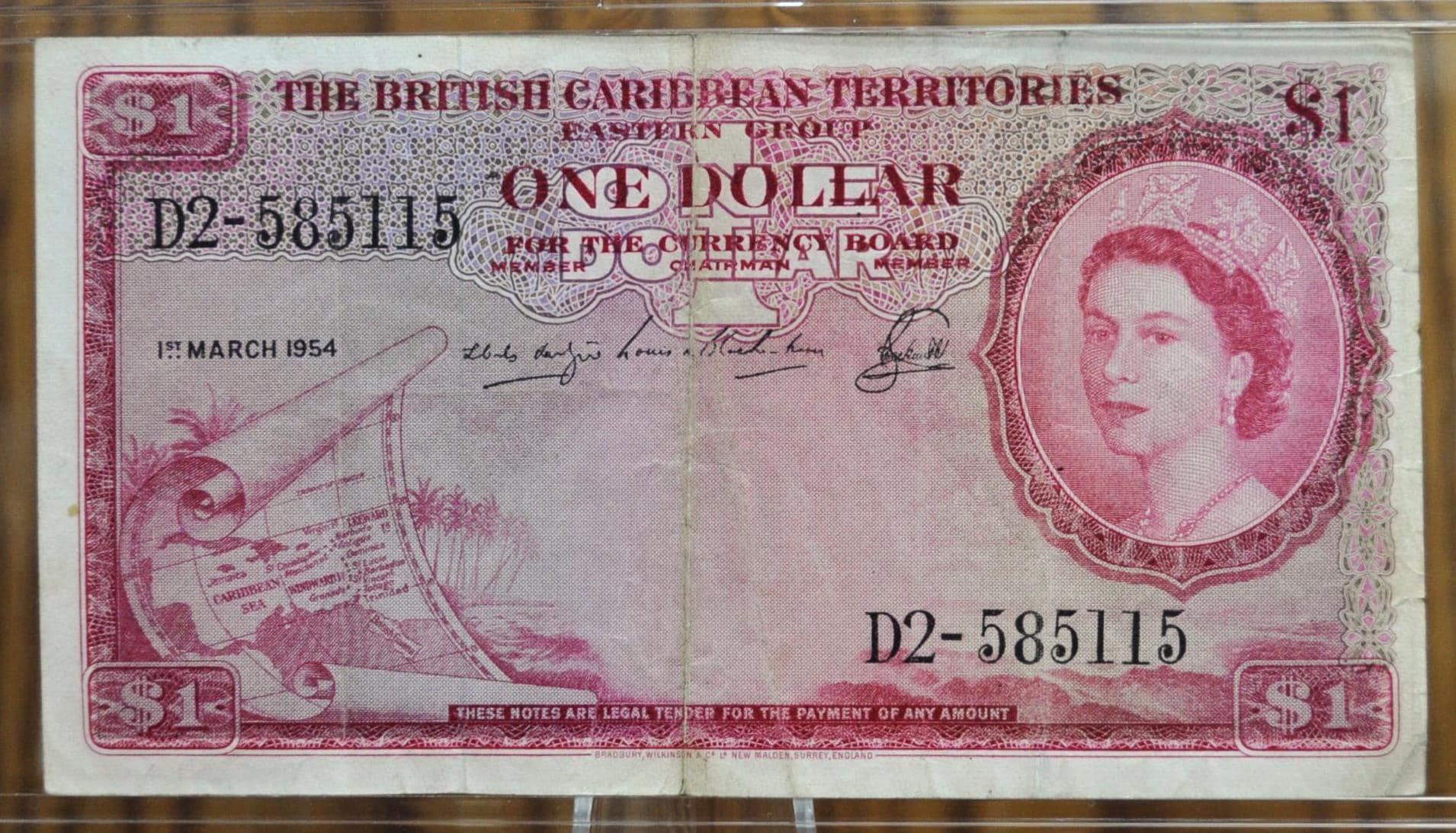 1954-56 British Caribbean Territories 1 Dollar Note - Choice of