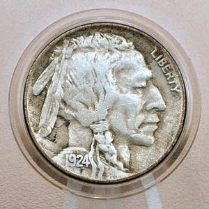 1924 Buffalo Nickel - VG to XF (Very good to Extremely Fine) Grade; Choose by Grade - Philadelphia Mint - 1924 P Nickel Indian Head 1924