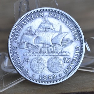 1893 Columbian Silver Commemorative Half Dollar - Chicago Worlds Fair Half Dollar 1893 World&#39;s Columbian Exposition Half Dollar 1892