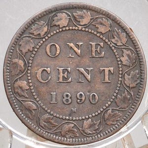 1890 Canadian Cent - Better Date, VF Grade / Condition - Queen Victoria - One Cent Canada 1890 Large Cent - Canada 1890 One Cent