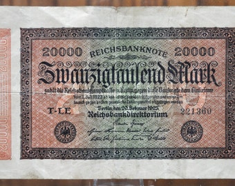 ヴィンテージ アンティーク ドイツ紙幣 2 枚、1920 年 100 マルクと