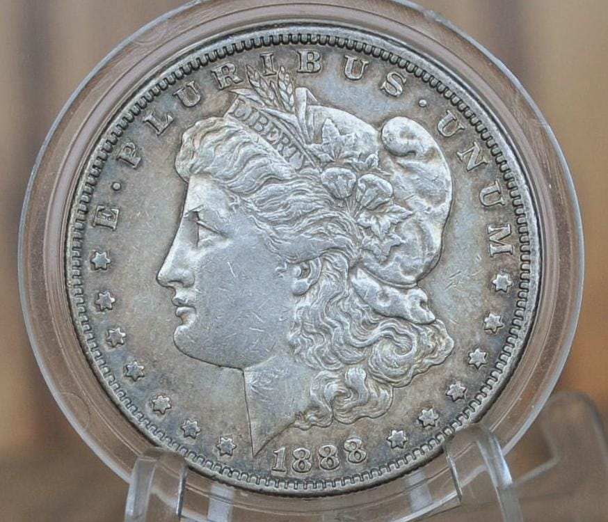 1888-S モルガン銀貨 - AU グレード / 状態 - 1888 S モルガン銀貨