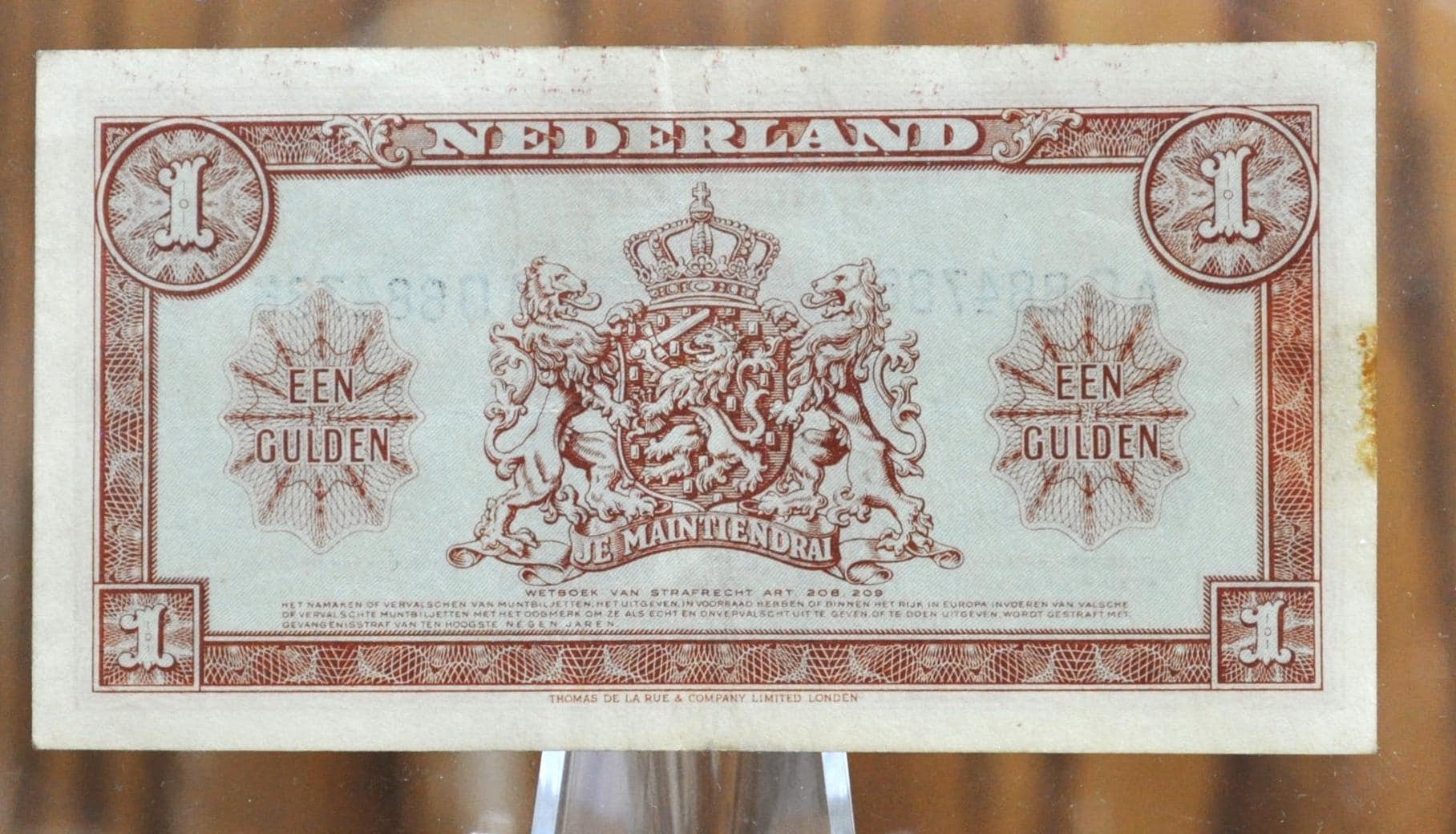 1945 年オランダ 1 グルデン紙幣 - 1945 年 Muntbiljet 発行、2 文字
