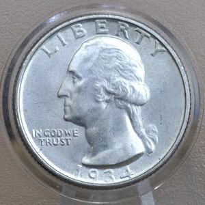 1934 Washington Silver Quarter - Choose by Grade - 1934 P Washington Quarter 1934 Silver Quarter 1934