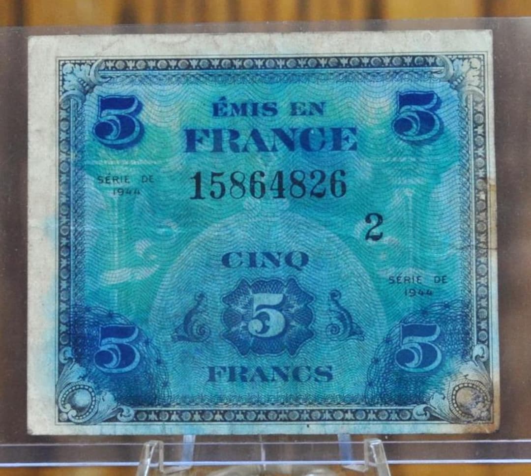 未使用 1944年 フランス 軍票 France 5 フラン francs 紙幣 il_1080xN.6328577461_80ai.jpg